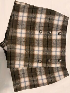 Forever 21 Brown Plaid Wool Blend Button Accent Skort Size M - Used